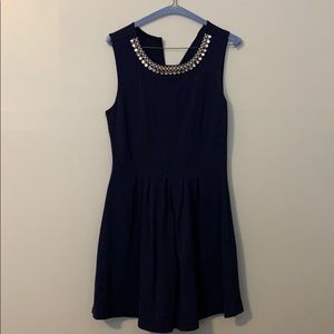 Blue dress with jeweled neck line